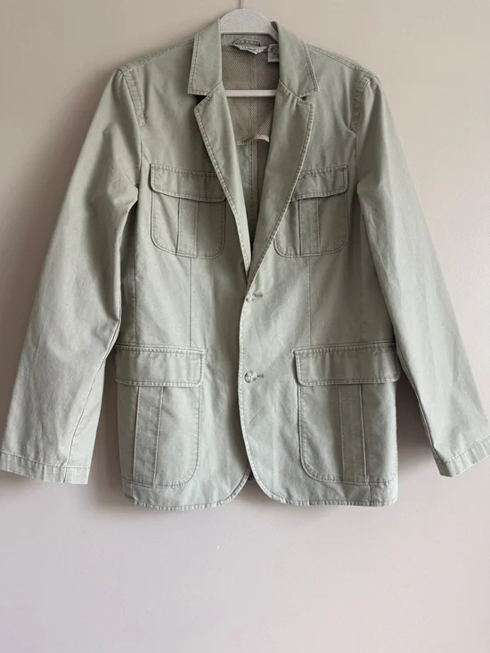 Vtg L.L.Bean Men’s Cotton Khaki Blazer  Notch Collar Button Pockets 38 Reg