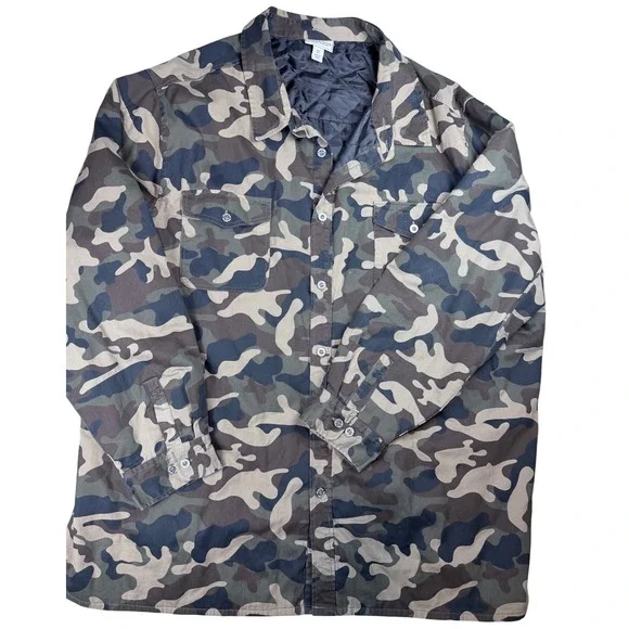 Boulder Creek Mens 4XL Tall Camo Quilted Lined Shirt Jacket Cotton Canvas Heavy