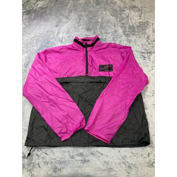 Vintage Hondaline Scooter Mania Honda Windbreaker Pink Black L Quarter Zip
