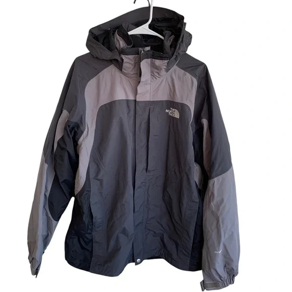 The North Face Men's Jacket Large Gray Black With Liner Hyvent Winter Coat