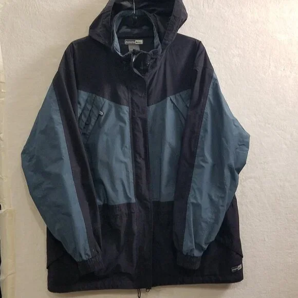 REI Co-op Rain Jacket Mens‎ XL Blue/black REI Elements Hooded Multi pocket