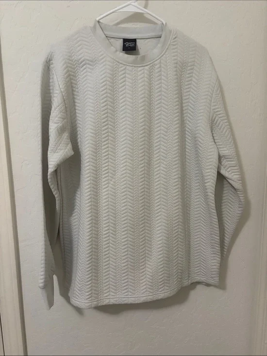 Original Deluxe White Quilted Chevron Crewneck