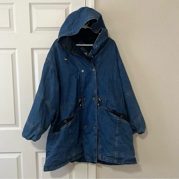 Current Seen Vintage Oversized Flannel Lined Denim Hooded Jacket Size 3X