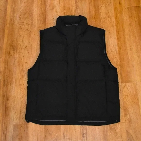 Eddie Bauer WeatherEdge Mens Black Puffer Vest Large Goose Down Insulated