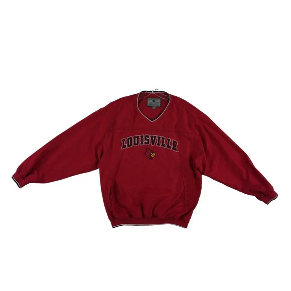 Colosseum Windbreaker Jersey Top Men's Size XL Red Louisville Cardinals V Neck