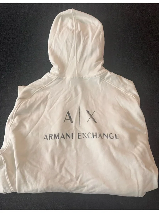 Armani Exchange A|X Off White Logo Hoodie