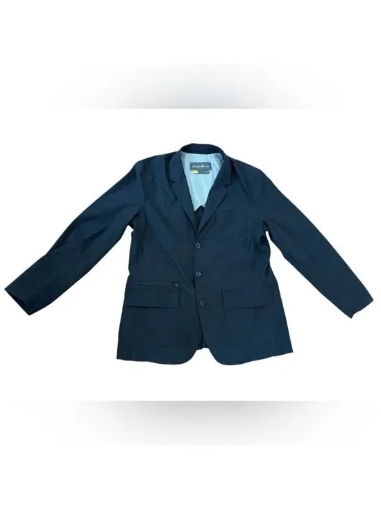 EDDIE BAUER TRAVEX LIGHTWEIGHT BLACK ECLECTIC GRANDPA SPORTS COAT SZ 44