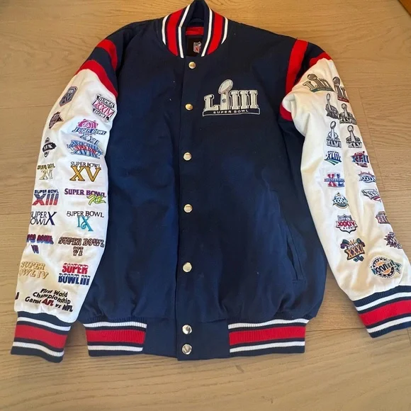 NFL Super Bowl LIII Commemorative Navy & White Varsity Jacket
