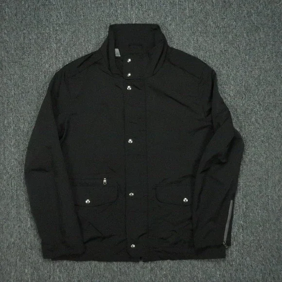 Banana Republic Jacket Mens Large Black‎ ST Nylon Moto Lined Full Zip