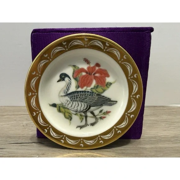 State Birds Flowers Franklin MINI Plate Hawaii Hawaiian Goose Hibiscus 3