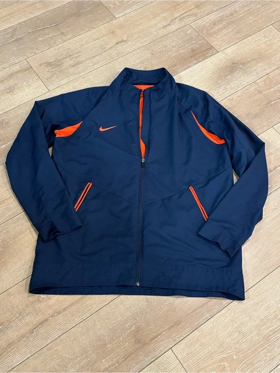 Nike Dri-FIT Full Zip Track Jacket Navy Orange Athletic Running Training XL