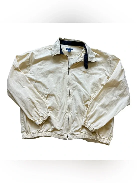 Vintage IZOD Harrington Jacket Yellow Cotton Full Zip Lightweight Golf Coat L