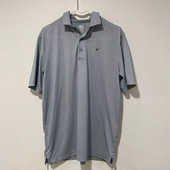 Callaway Golf Polo Shirt Opti-Dri Blue Checkered Mens Size M