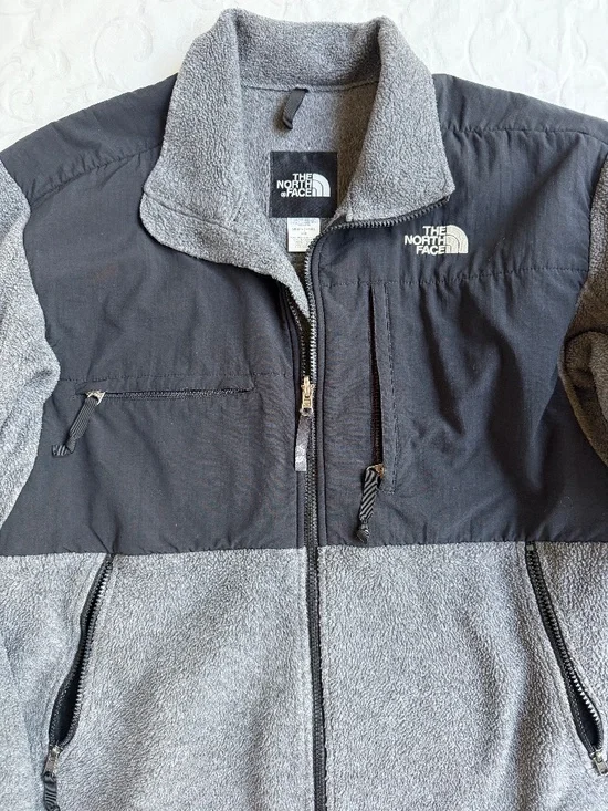 Men’s North Face Denali Fleece Jacket Gray and Black Sz L