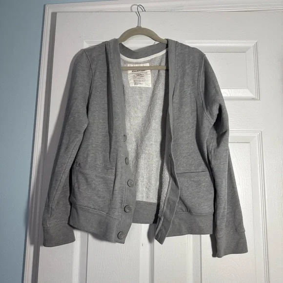 Gray Button-Front Cardigan Sweater