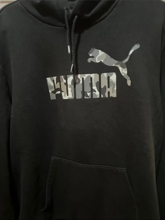 Puma Black Crewneck Hoodie with Gray Camo Logo