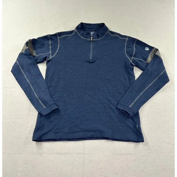 Kuhl Mens Merino Wool 1/4 Zip Jacket Blue Medium