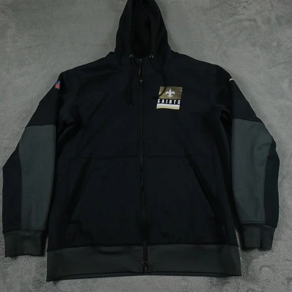 New Orleans Saints Jacket Mens Large Black Onfield Nike Dri Fit‎ NFL Football