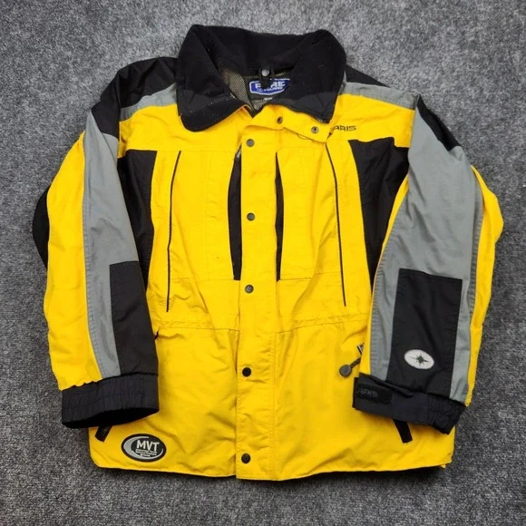 Pure Polaris Jacket Mens XL Yellow Black Snowmobile Ski Parka Zip‎ Pockets Nylon