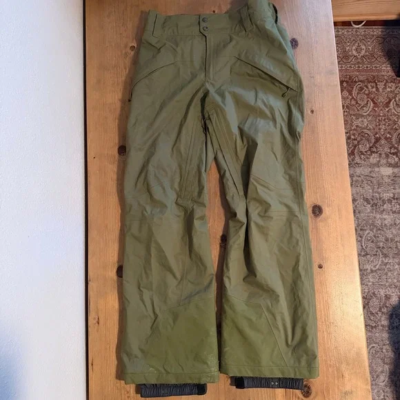 Patagonia Snowshot Ski Pants Mens Medium Olive Green Waterproof RECCO 30689 FA21