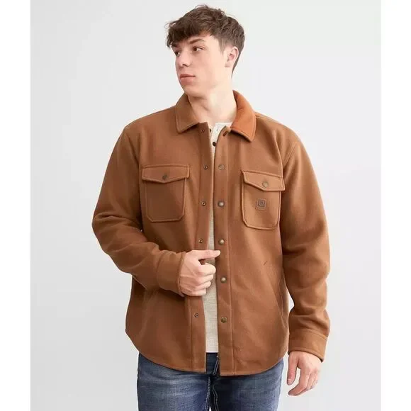 Brixton Durham Felt Stretch Shacket In Bison Brown  Size Medium Men’s