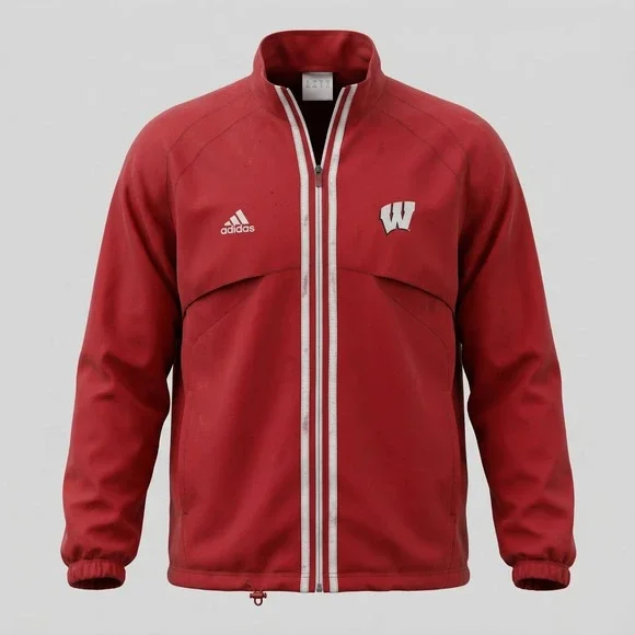 Y2K Adidas Climalite Windbreaker Track Jacket Red Striped Size XL Red Zip READ