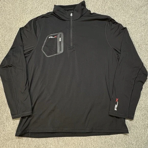 Ralph Lauren RLX 1/4 Zip Pullover Mens XL Black Golf Stretch Performance