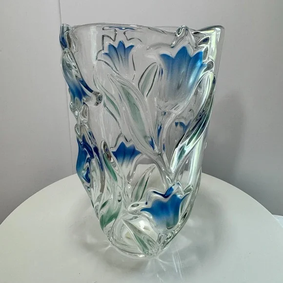 Vintage Mikasa Bluebells Crystal Vase 8