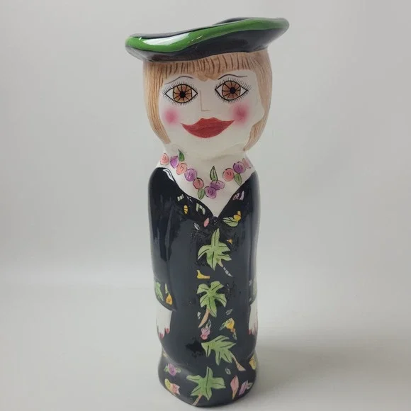 Bella Casa by Ganz Susan Paley Pearl Figural Bud Vase Ceramic Black Floral