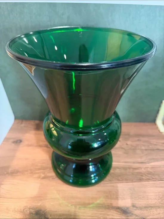 Vintage Green Glass Decorative Vase
