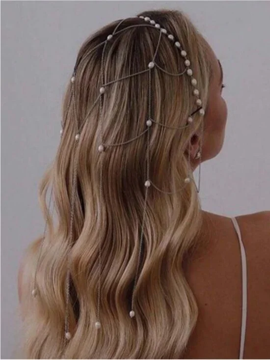Festival Ready! Silver Pearl Chain Headband New