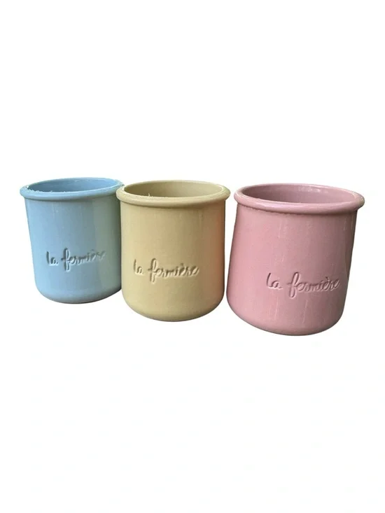 La Fermière Pastel Ceramic Vases Set - Blue, Yellow, Pink