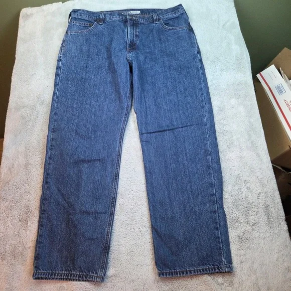 Carhartt Relaxed Fit‎ Jeans Mens 38x30 Blue Flannel Lined Denim 104942-H45
