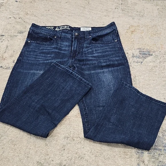 TK AXEL Mens Slim Boot Jeans Size 34×30 Dark‎ Blue Denim