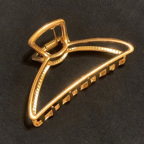 Minimalist Gold Tone Metal Jaw Hair Clip NWOT