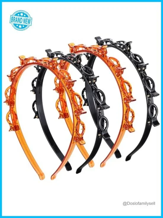 4 Pcs ABS Headbands with Clips for Twisty Bangs Hairstyle Y2K Styling