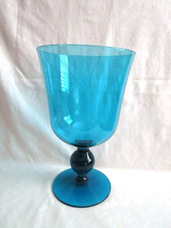 Morgantown Glass Urn Vase Blue 5