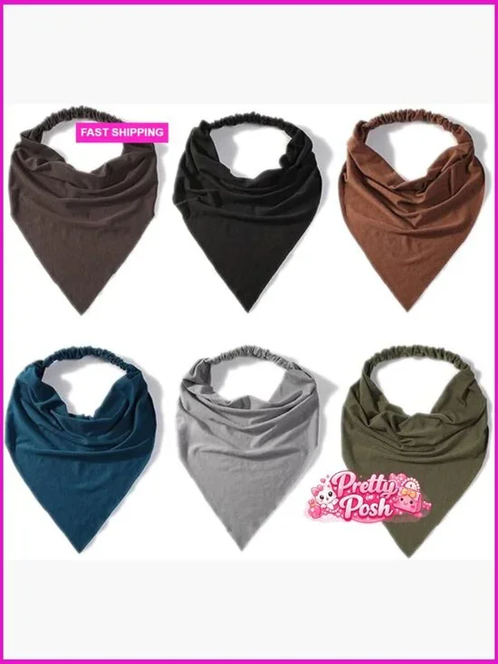 Cotton Headband Hair Scarf with Clips Non Slip Boho Triangle Kerchief