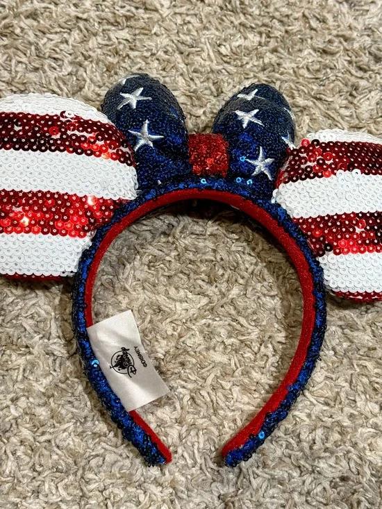 Disney Patriotic Sequin Minnie Ears Headband - Red, White & Blue