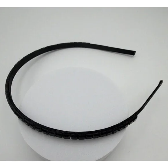 Black Padded Studded Headband, Solid Women's Hair Accessory