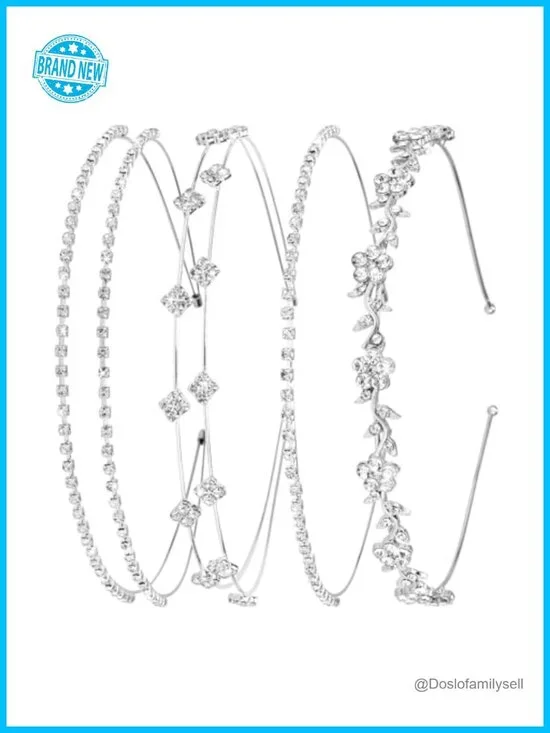 4 Pcs Rhinestone Headband Set - Bridal Crystal Tiara Crown Hair Accessories for