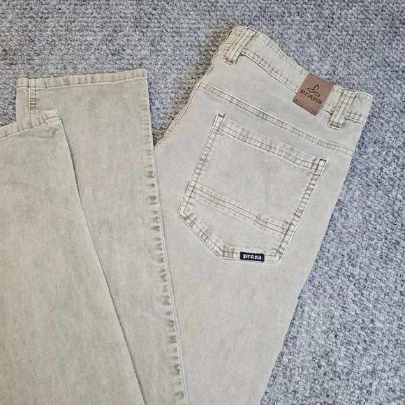 Prana‎ Corduroy Slim Fit Pants Mens 32W x 34L Khaki Casual Outdoor