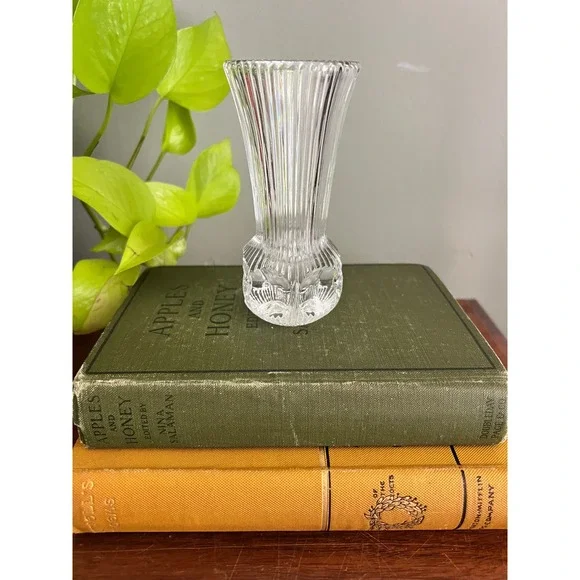 Vintage Clear Pressed Glass Thistle Bud Vase Ribbed Flared 5 Inch