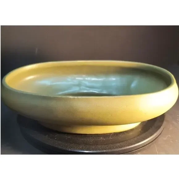 156.  McCoy Floraline Olive Green Oval Bowl