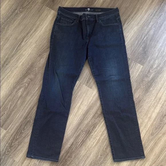 7 For All Mankind Slim Blue Jeans with Subtle Fading 36X32