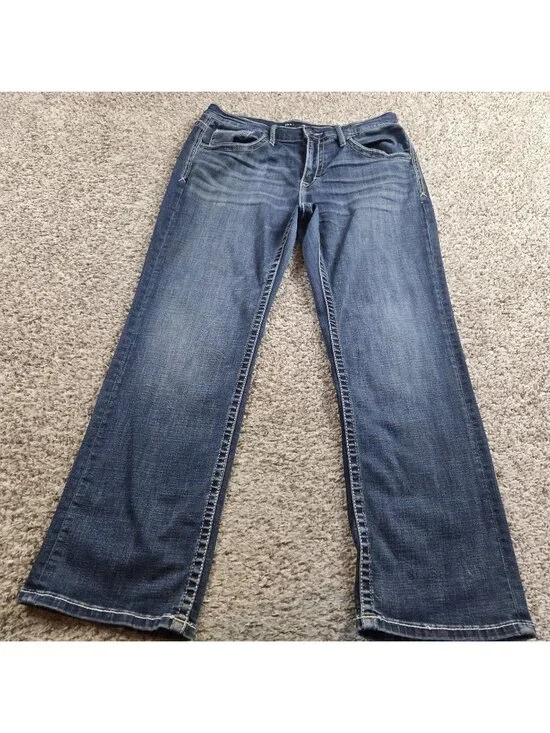 BKE Jeans Mens 34x30 Jake Denim Buckle Embroidered Staining*