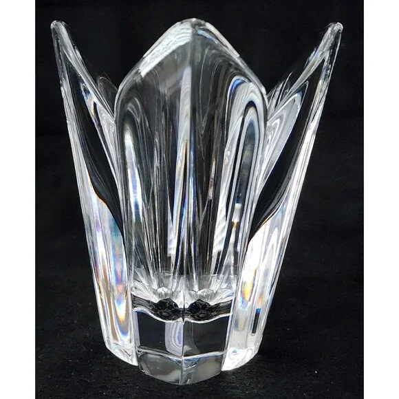 Orrefors Sweden Stunning Crystal ~ LOTUS Flower Vase ~ Signed By Orrefors