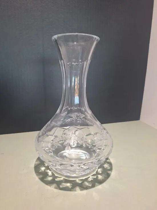 Vintage Cut Crystal Vase Floral Etched Pattern Flared Rim Clear Glass 10”