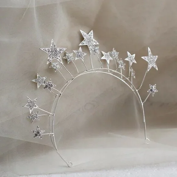 silver star tiara crown vintage