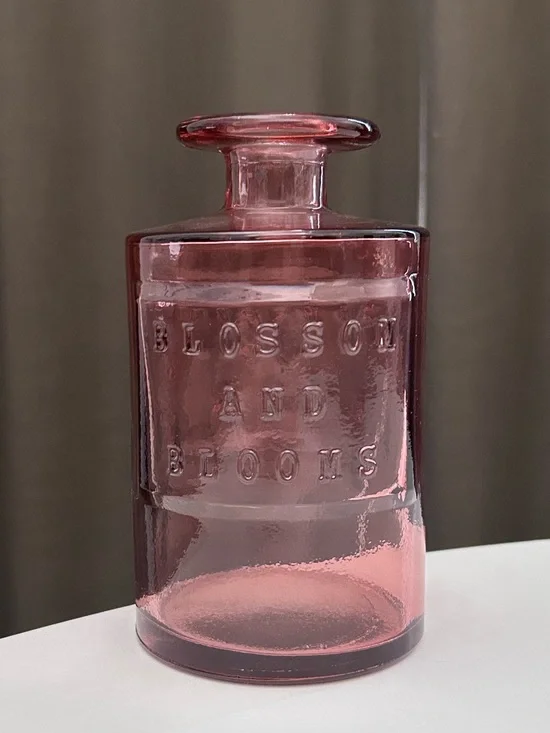 Anthropologie Blossom and Blooms Apothecary Vase Pink Glass